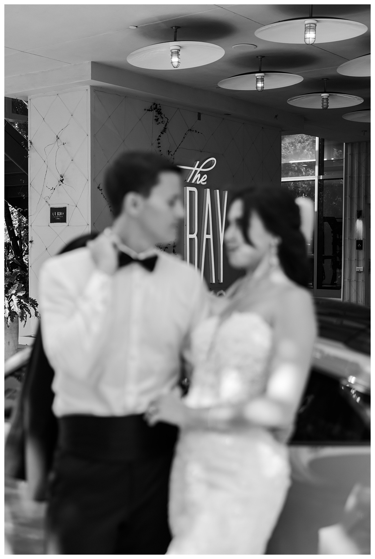 The Ray Hotel Wedding bride and groom wedding portraits in black and white