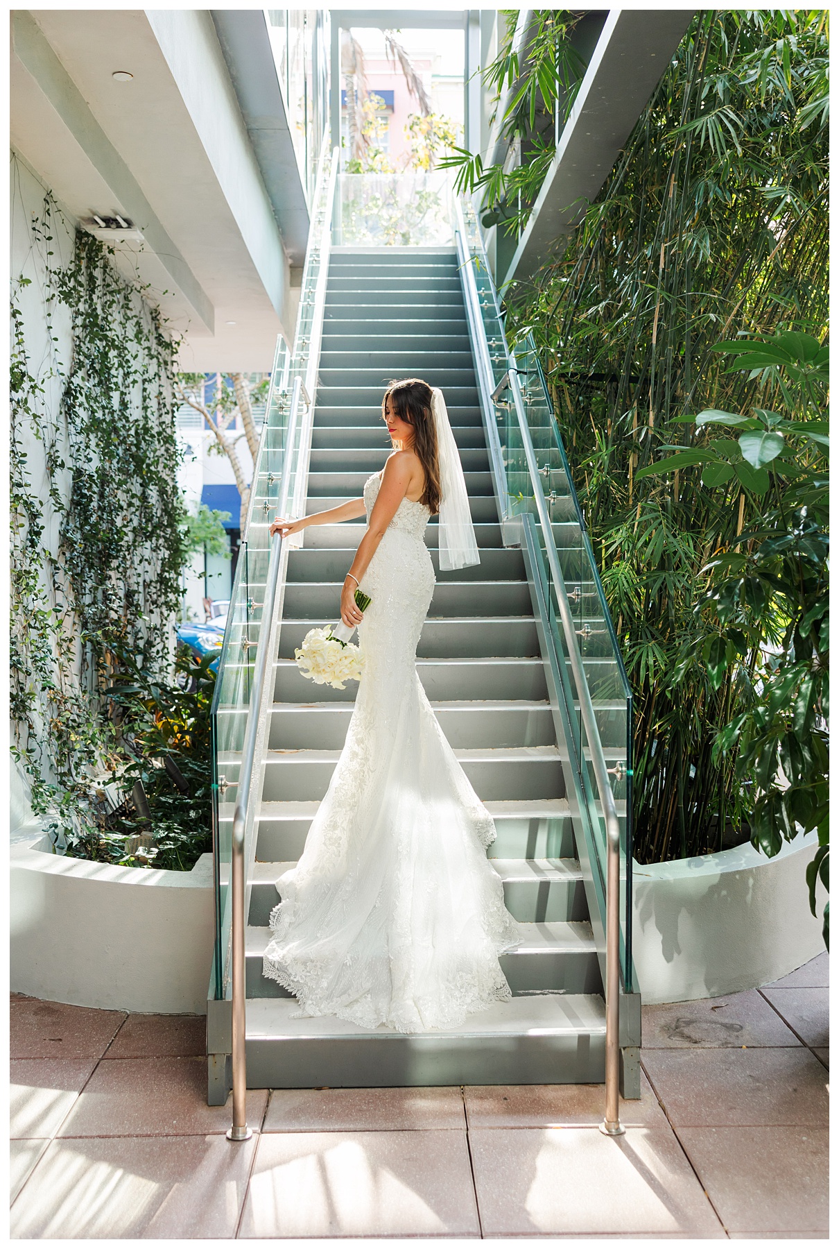 The Ray Hotel Wedding bridal portraits on the stairs