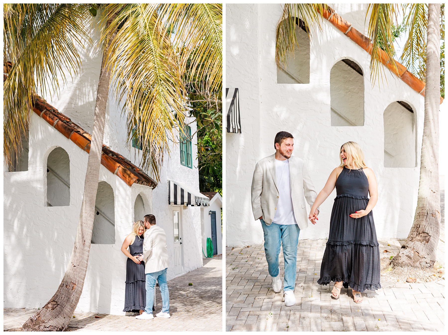 Hannah and Andrew pose   for their studio maternity photo shoot at The Rich Hippies House