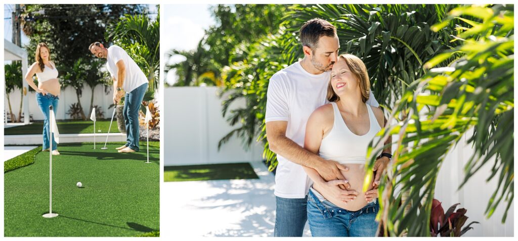 At home maternity session by the pool. Maternity poses and inspo