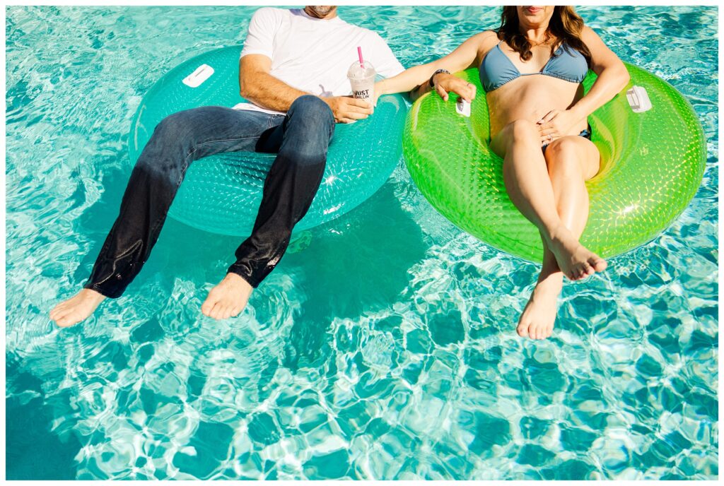 At home maternity session by the pool. 