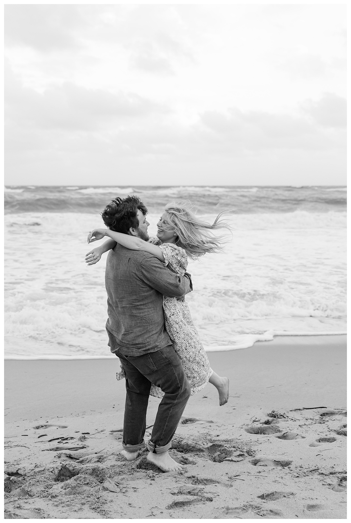 wind blown palm beach engagement photos