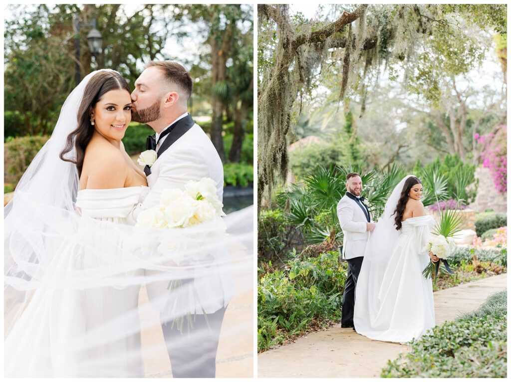 bride and groom veil shots at at The Parkland Golf & Country Club