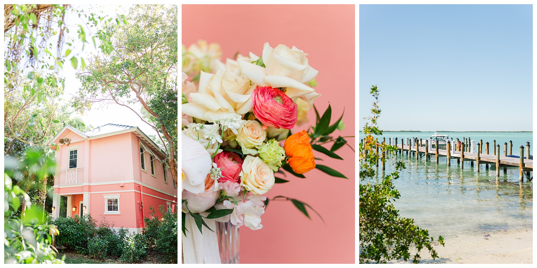 A Playa Largo Key Largo Wedding Bridal Details and colorful florals
