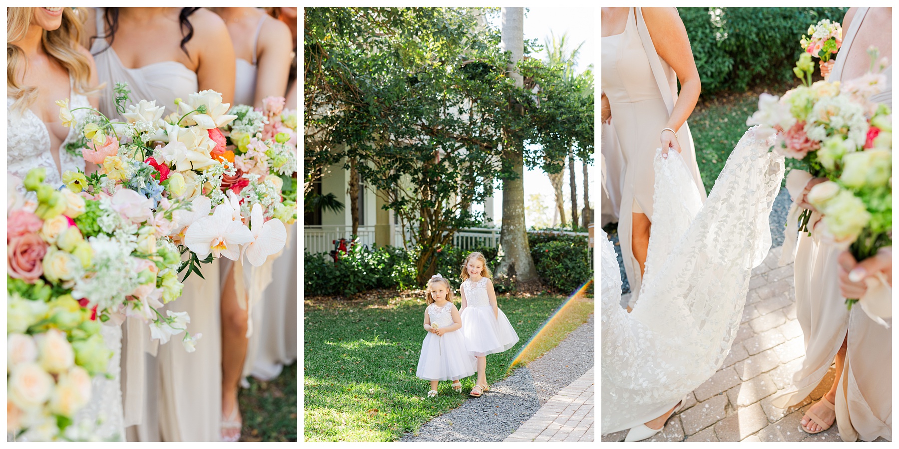 A Playa Largo Wedding Vibrant Garden Flowers and flower girls