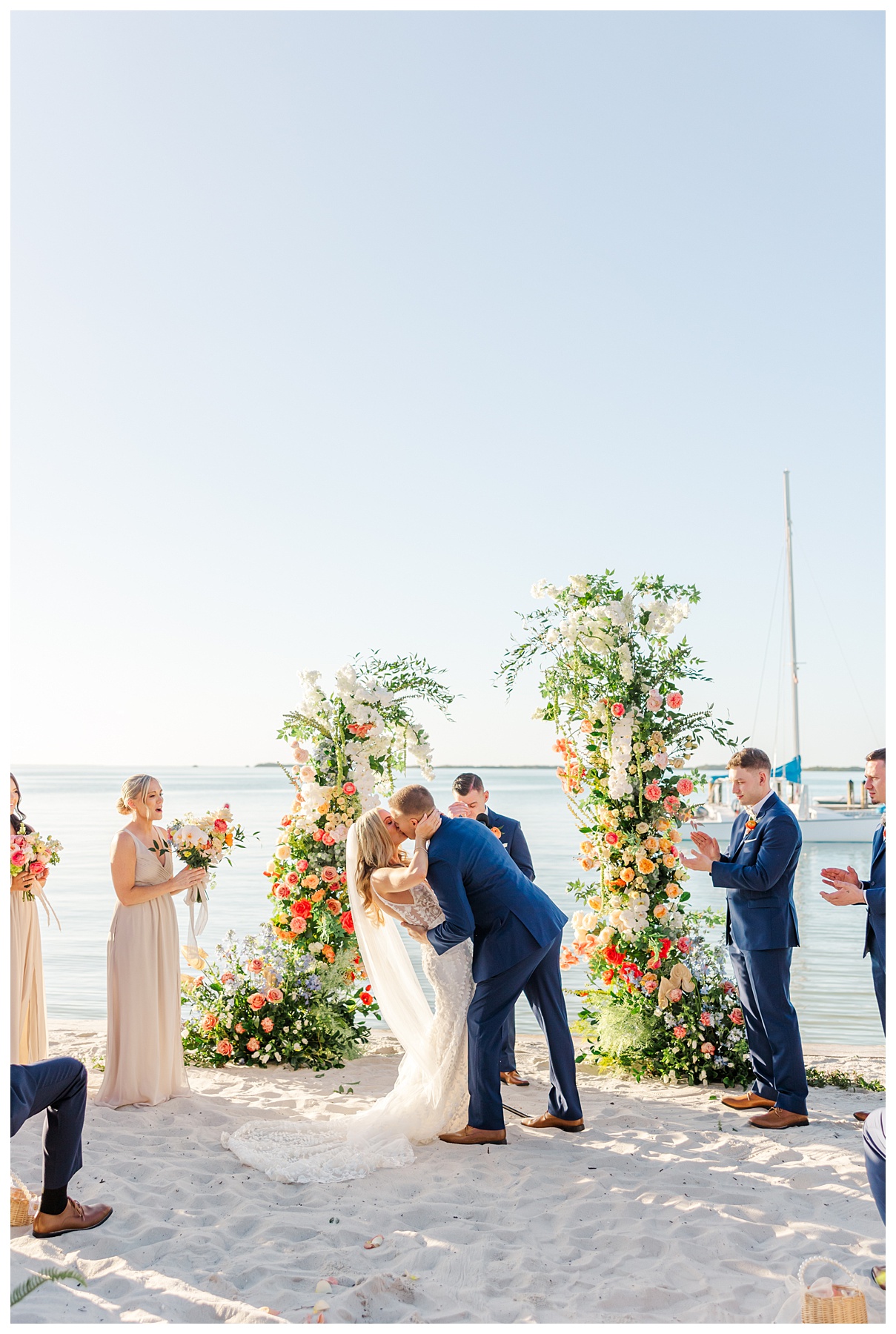 Bride and Groom share a kiss at Playa Largo Wedding Beach Ceremony