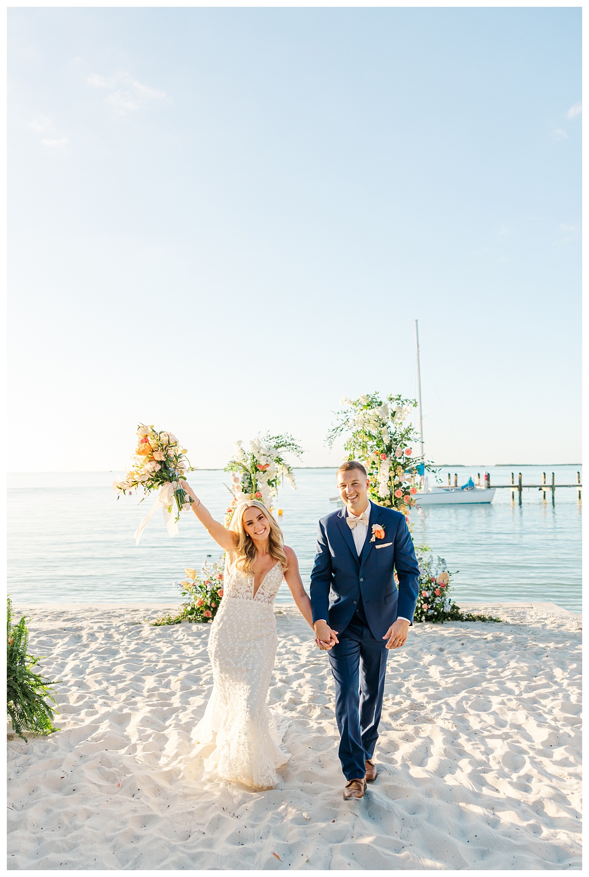 Playa Largo Wedding Bride and Groom Sunset Portraits on the Sand