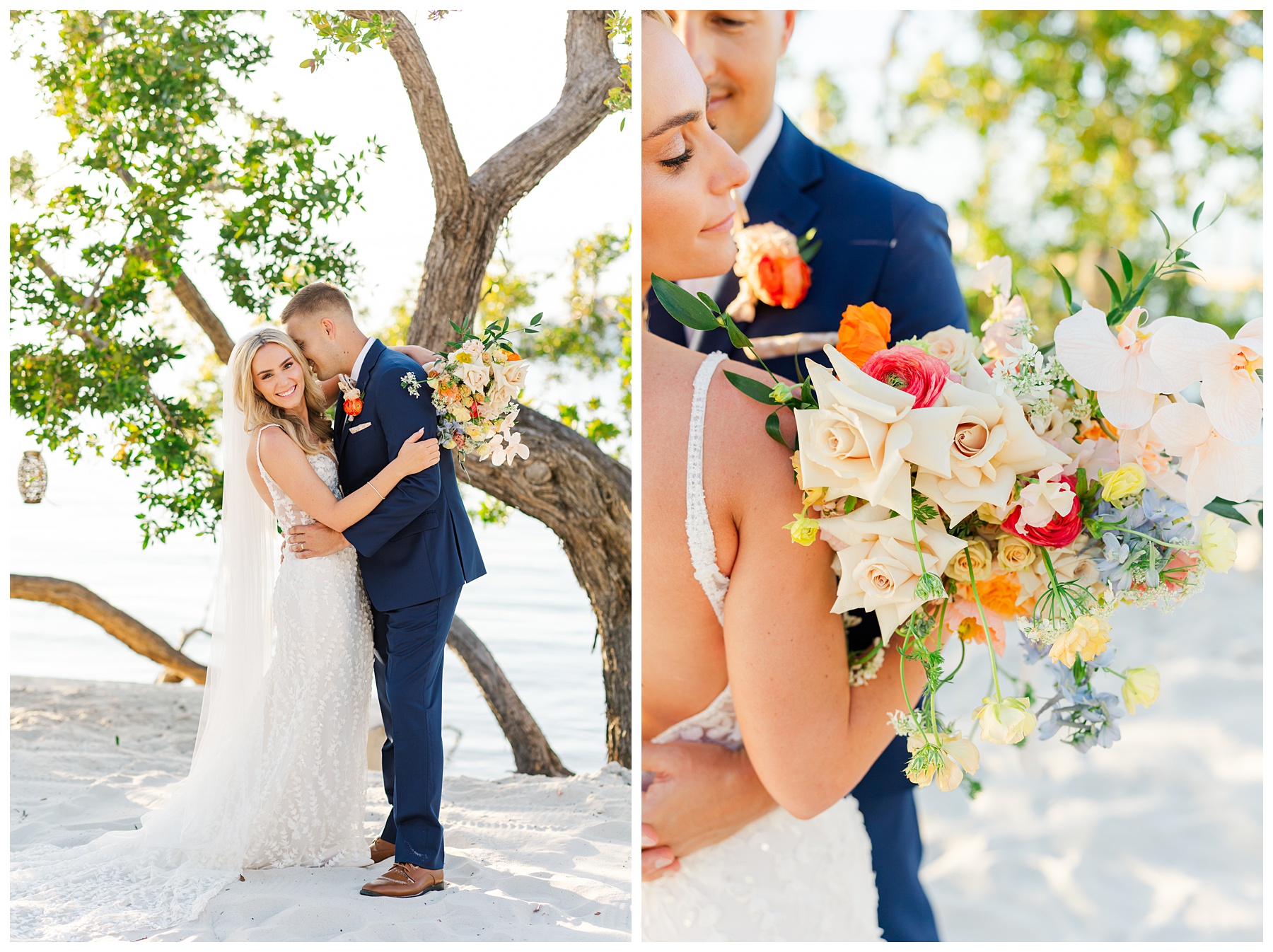 Playa Largo Wedding Bride and Groom Sunset Portraits on the Sand