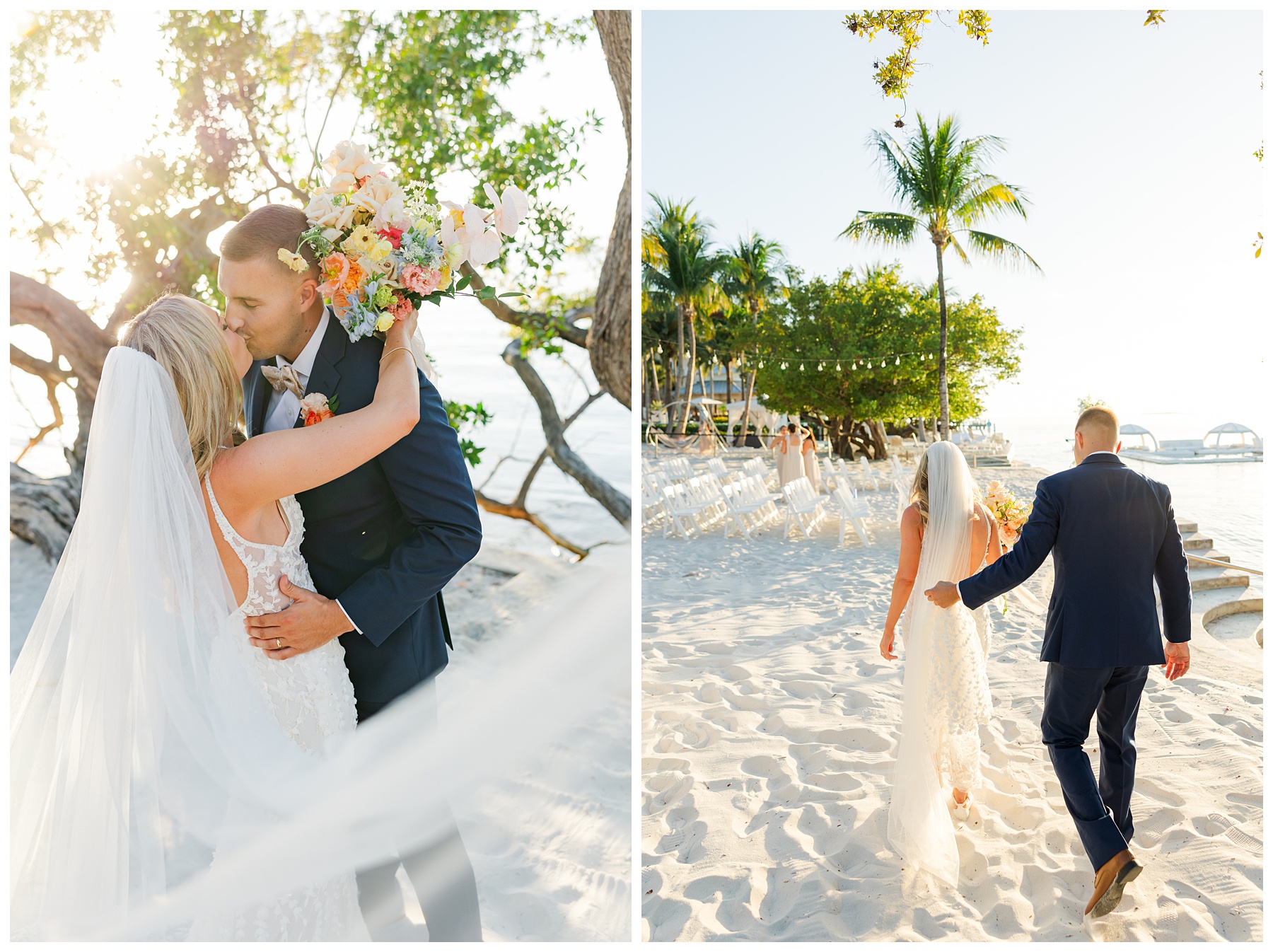 Playa Largo Wedding Bride and Groom Sunset Portraits on the Sand
