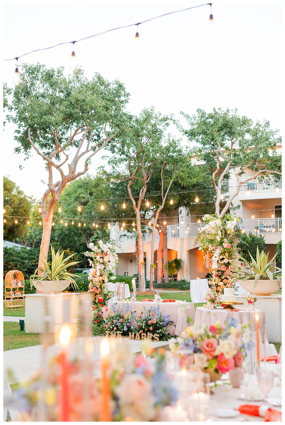Playa Largo Wedding Reception Head Table Decor and Floral Details