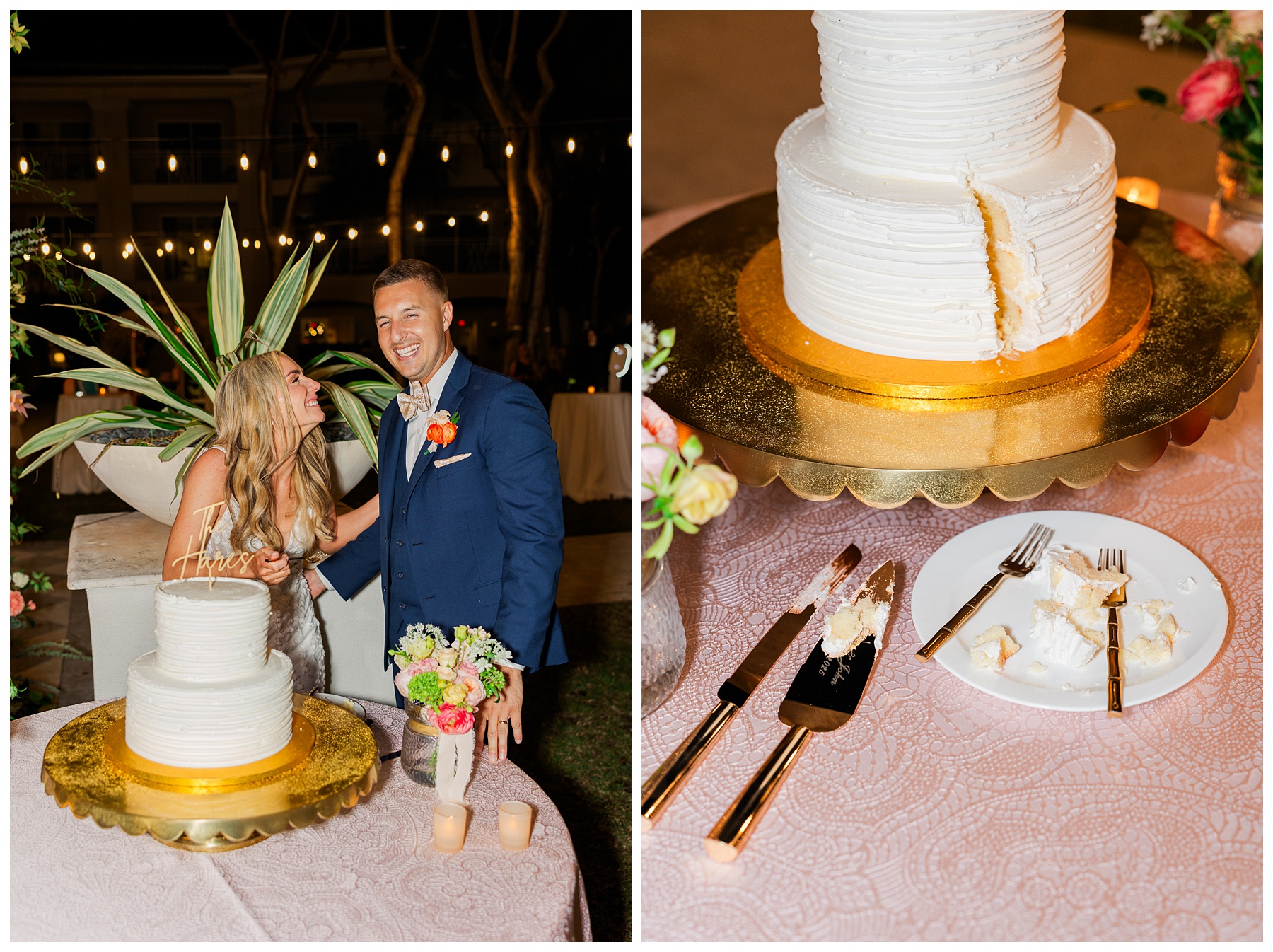 Playa Largo Wedding Reception cake cutting