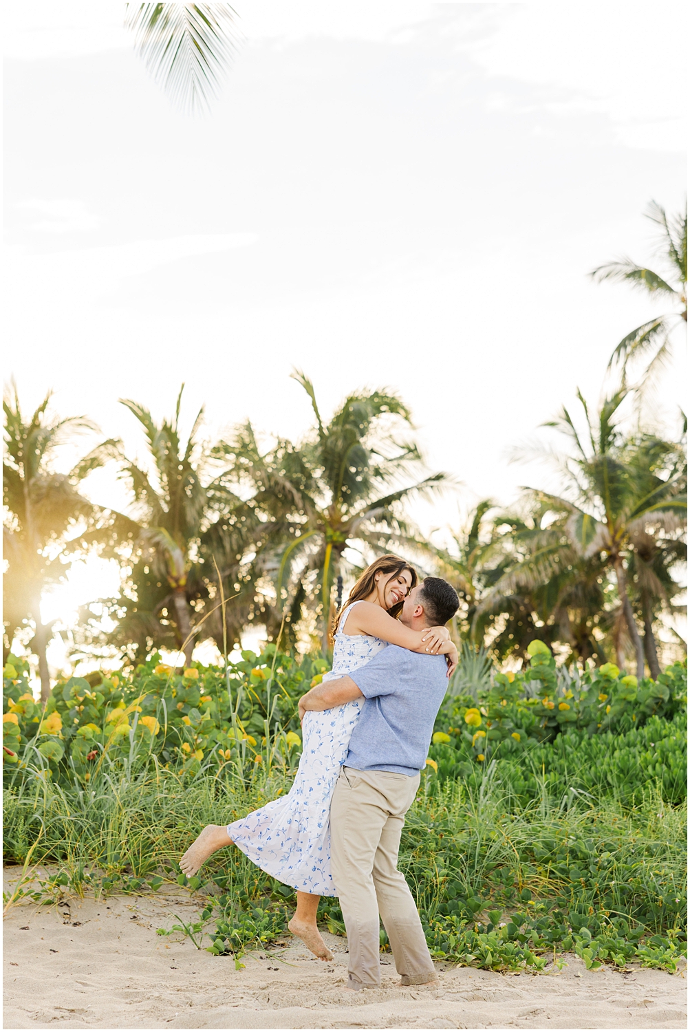 A beach sunset engagement session on Palm Beach Island
