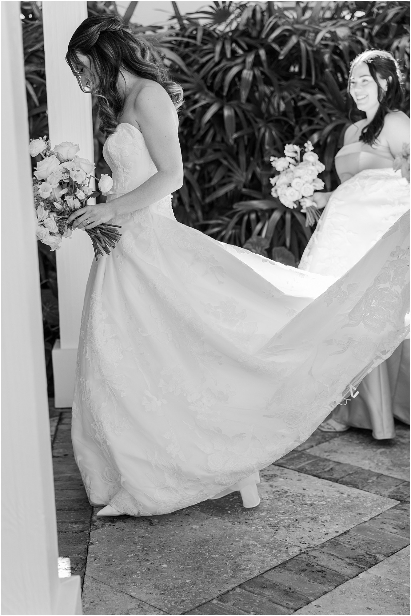 black and white bridal portrait
