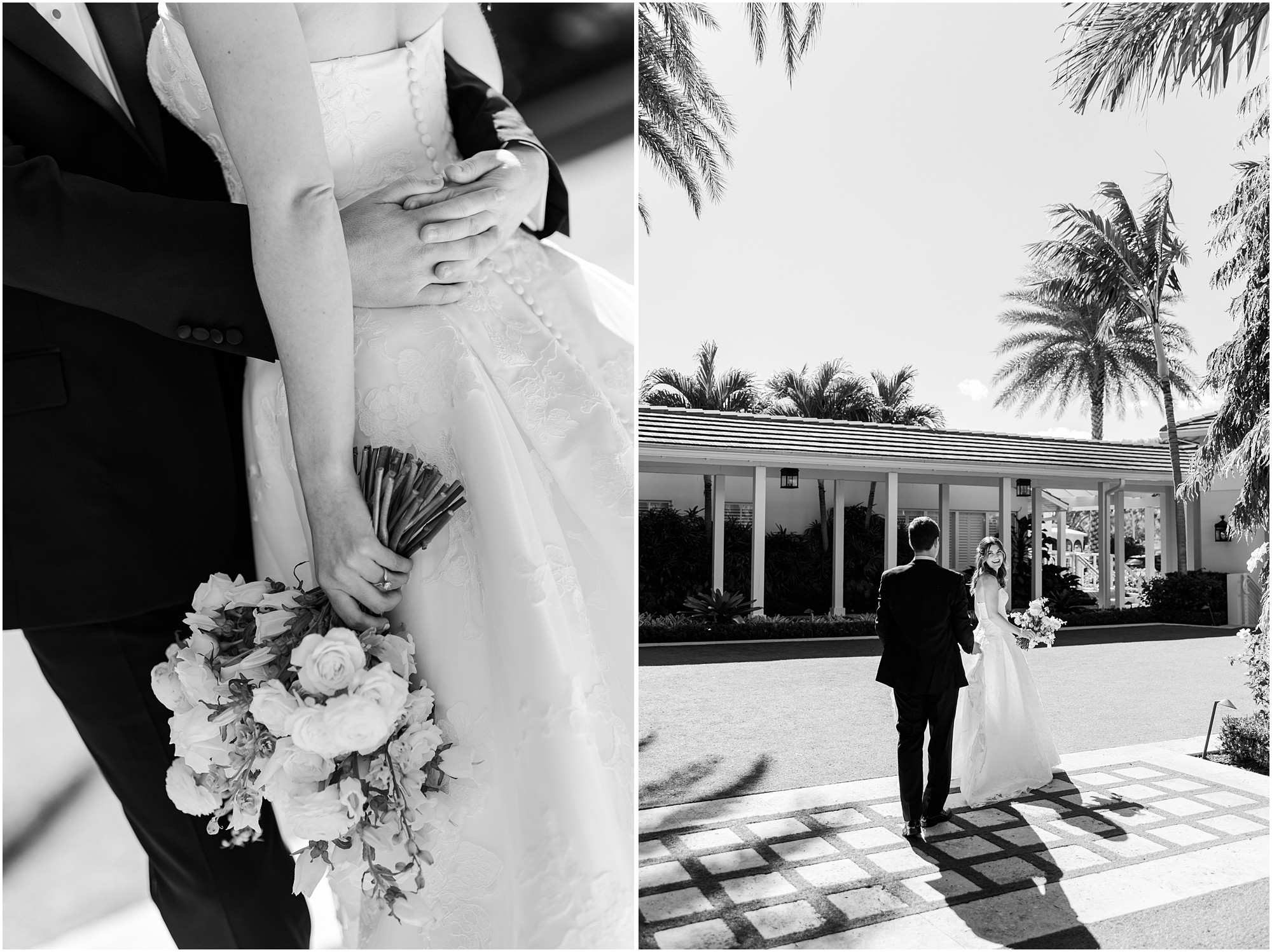 black and white portraits at Pelican Club wedding
