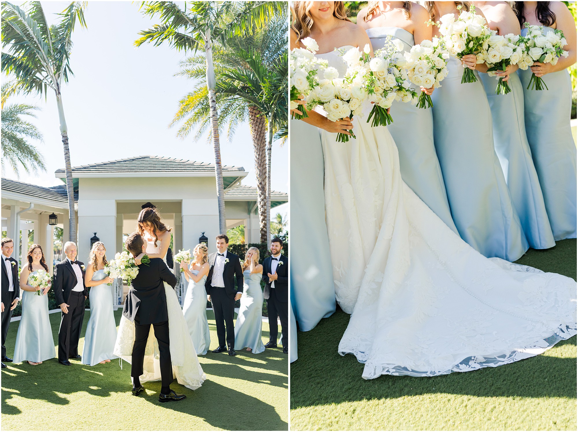 bridal party portraits at Pelican Club courtyard