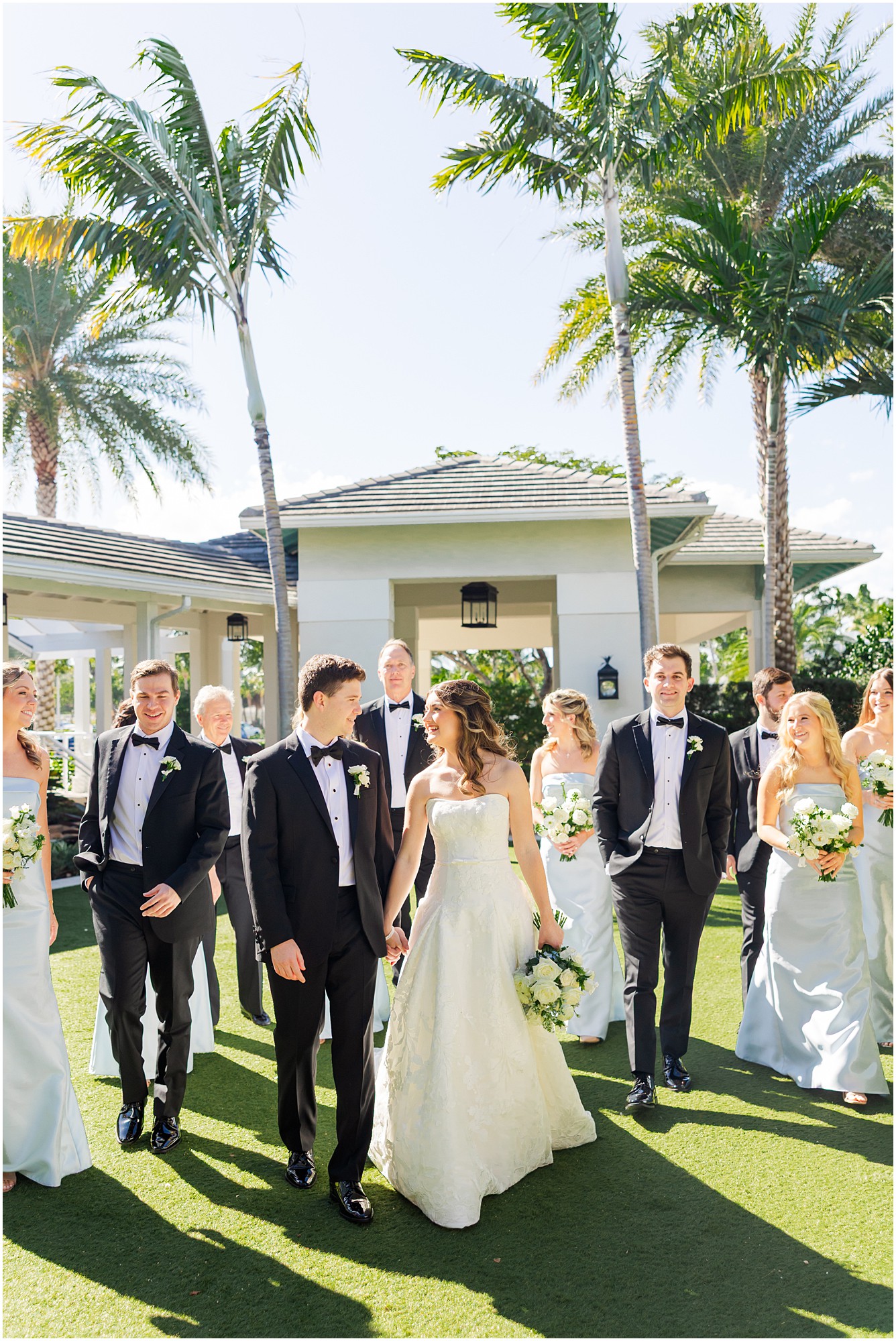 bridal party walking shot