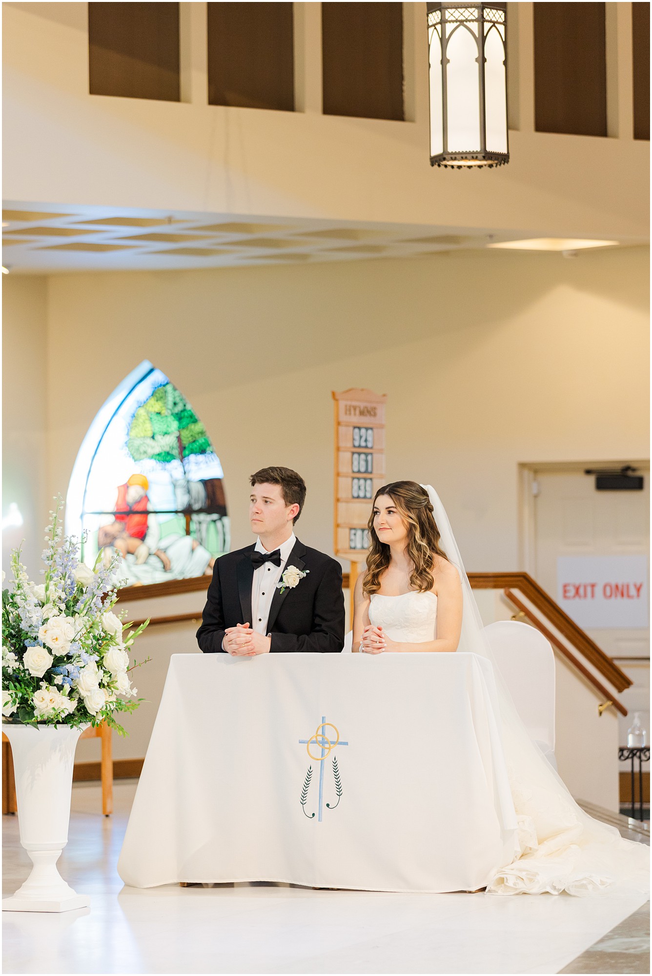 bride and groom at their church ceremony