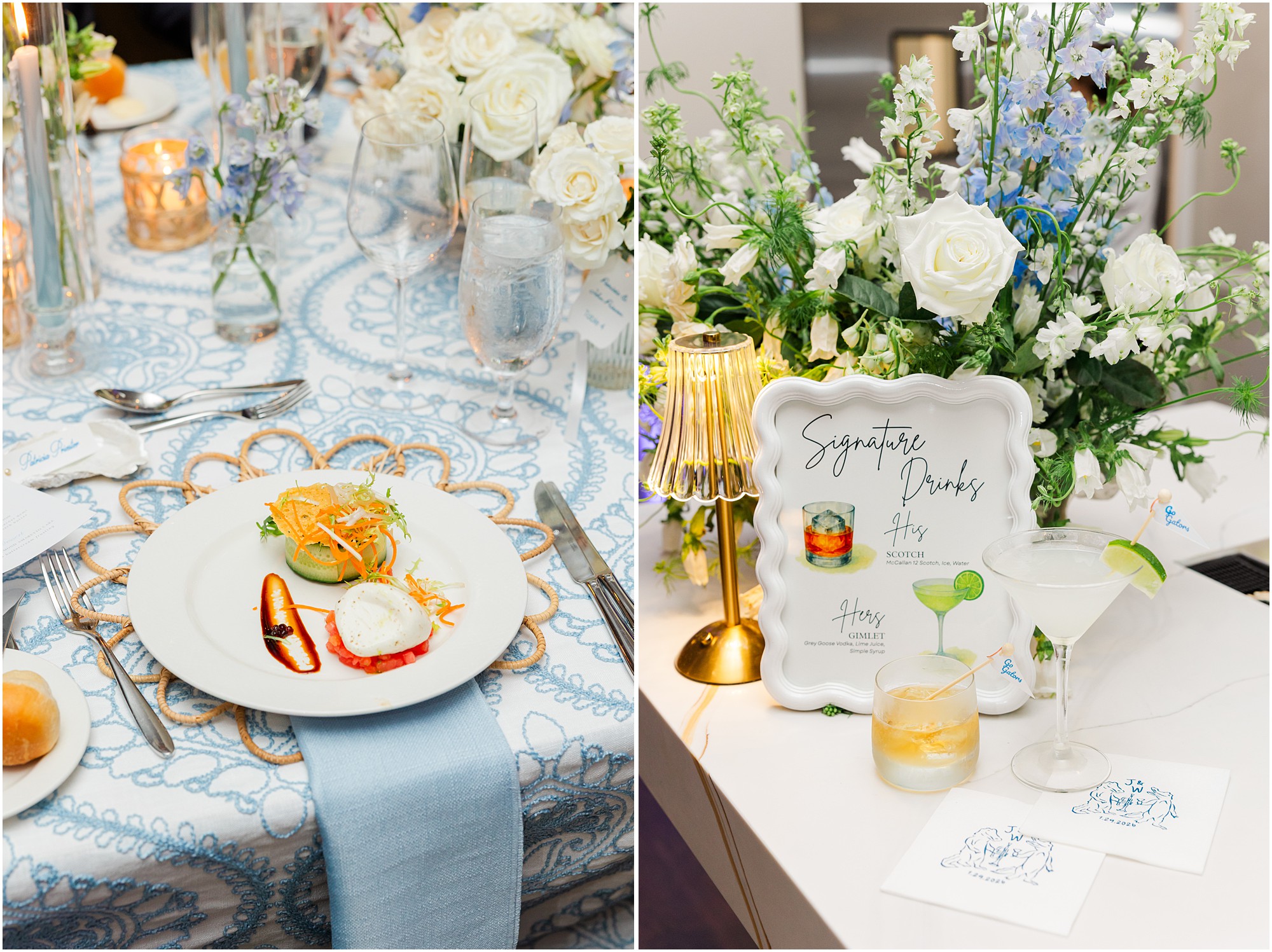 Pelican Club wedding details and food